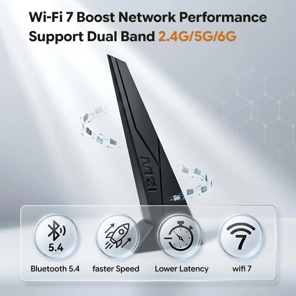 WiFi 7 Antenna with Magnetic Base for Desktop PC Motherboards view 3